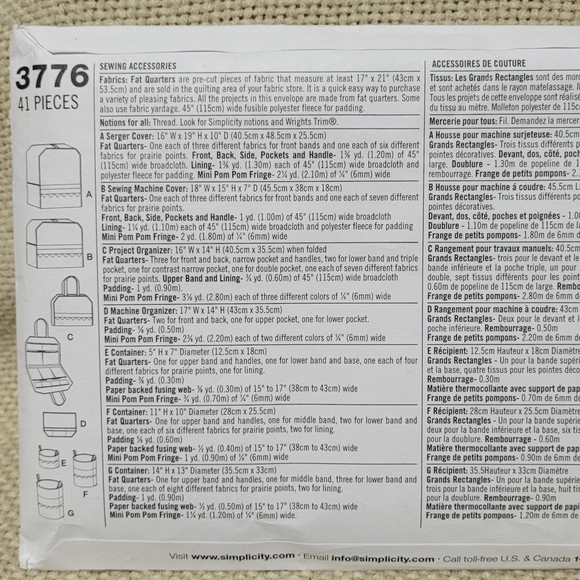Vintage Simplicity Patttern #3776 Sewing Accessories from the Fat Quarter Club b - Picture 4 of 6
